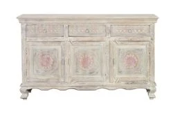 GINER Y COLOMER Buffet En Manguier Blanc Vieilli Et Tons Pastels