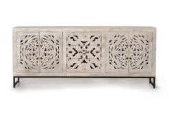 GINER Y COLOMER Buffet En Manguier Et Pieds En Métal Blanc Vieilli