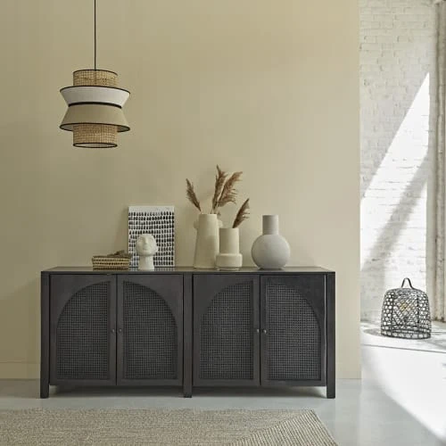 BOIS DESSUS BOIS DESSOUS Buffet En Manguier Massif Et Cannage Noir 175 Cm 2 BOIS DESSUS BOIS DESSOUS Buffet En Manguier Massif Et Cannage Noir 175 Cm – Image 2