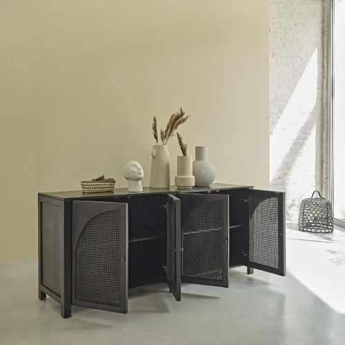 BOIS DESSUS BOIS DESSOUS Buffet En Manguier Massif Et Cannage Noir 175 Cm 3 BOIS DESSUS BOIS DESSOUS Buffet En Manguier Massif Et Cannage Noir 175 Cm – Image 3