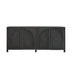 BOIS DESSUS BOIS DESSOUS Buffet En Manguier Massif Et Cannage Noir 175 Cm
