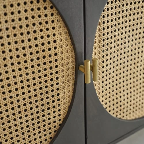 BOIS DESSUS BOIS DESSOUS Buffet En Manguier Massif Noir Et Cannage 160 Cm 4 BOIS DESSUS BOIS DESSOUS Buffet En Manguier Massif Noir Et Cannage 160 Cm – Image 4