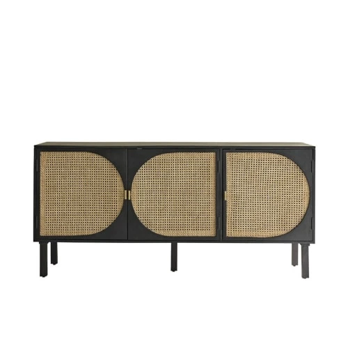 BOIS DESSUS BOIS DESSOUS Buffet En Manguier Massif Noir Et Cannage 160 Cm 1 BOIS DESSUS BOIS DESSOUS Buffet En Manguier Massif Noir Et Cannage 160 Cm