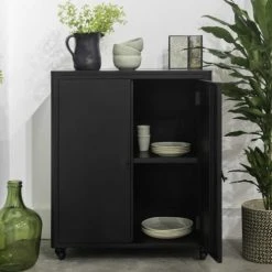 Decoclico Factory Buffet En Métal 2 Portes Noir -Boutique Maisons du Monde buffet en metal 2 portes noir 4