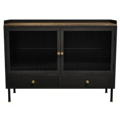 Rendez Vous Déco Buffet En Métal Gris Métallisé 2 Portes Et 2 Tiroirs