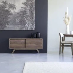 Tikamoon Buffet En Noyer Massif 130 Cm