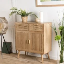 Alternative view of MACABANE Buffet En Pin Couleur Naturelle 2 Tiroirs 2 Portes Cannage
