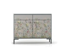 RNT By Really Nice Things Buffet En Pin Massif 2 Portes Et 2 Tiroirs Imprimé Tropical -Boutique Maisons du Monde buffet en pin massif 2 portes 2 tiroirs imprime bucolique gris telma