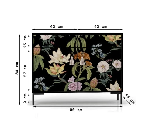 RNT By Really Nice Things Buffet En Pin Massif 2 Portes Et 2 Tiroirs Imprimé Floral 3 RNT By Really Nice Things Buffet En Pin Massif 2 Portes Et 2 Tiroirs Imprimé Floral – Image 3