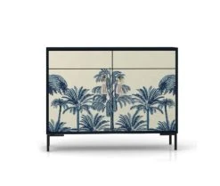 RNT By Really Nice Things Buffet En Pin Massif 2 Portes Et 2 Tiroirs Imprimé Tropical