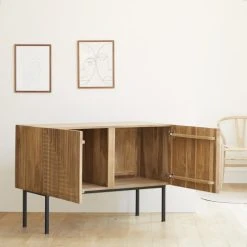 BOIS DESSUS BOIS DESSOUS Buffet En Teck Massif Et Métal 120 Cm -Boutique Maisons du Monde buffet en teck massif et metal 120 cm 2