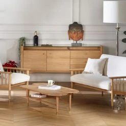 Robin Des Bois Buffet Enfilade 2 Portes 2 Tiroirs En Chêne Beige -Boutique Maisons du Monde buffet enfilade 2 portes 2 tiroirs en chene beige 3