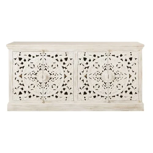 Maisons Du Monde Buffet Enfilade 4 Portes En Manguier Massif Sculpté Blanc 1 Maisons Du Monde Buffet Enfilade 4 Portes En Manguier Massif Sculpté Blanc
