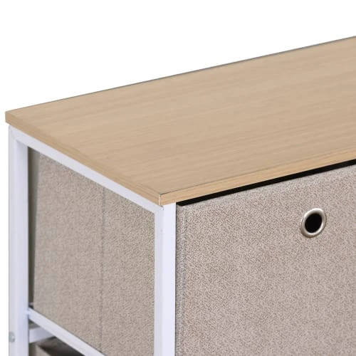 Mobili Rebecca Buffet Enfilade à 5 Tiroirs En Metal Et Tissu Blanc Et Beige 4 Mobili Rebecca Buffet Enfilade à 5 Tiroirs En Metal Et Tissu Blanc Et Beige – Image 4