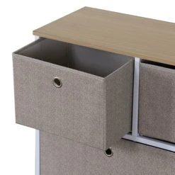 Mobili Rebecca Buffet Enfilade à 5 Tiroirs En Metal Et Tissu Blanc Et Beige 10 Mobili Rebecca Buffet Enfilade à 5 Tiroirs En Metal Et Tissu Blanc Et Beige -Boutique Maisons du Monde buffet enfilade a 5 tiroirs en metal et tissu blanc et beige 4