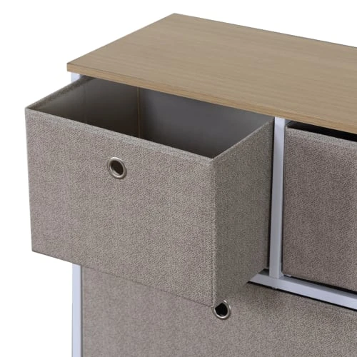 Mobili Rebecca Buffet Enfilade à 5 Tiroirs En Metal Et Tissu Blanc Et Beige 5 Mobili Rebecca Buffet Enfilade à 5 Tiroirs En Metal Et Tissu Blanc Et Beige – Image 5
