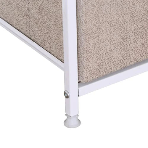 Mobili Rebecca Buffet Enfilade à 5 Tiroirs En Metal Et Tissu Blanc Et Beige 6 Mobili Rebecca Buffet Enfilade à 5 Tiroirs En Metal Et Tissu Blanc Et Beige – Image 6