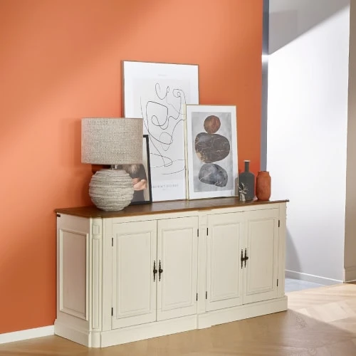 Robin Des Bois Buffet Enfilade Chêne 4 Portes Chêne Cérusé Et Patine Shabby Blanc 2 Robin Des Bois Buffet Enfilade Chêne 4 Portes Chêne Cérusé Et Patine Shabby Blanc – Image 2