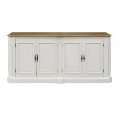 Robin Des Bois Buffet Enfilade Chêne 4 Portes Chêne Cérusé Et Patine Shabby Blanc