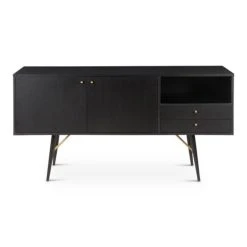 Zago Buffet Enfilade Chêne Plaqué Noir 2 Portes, 2 Tiroirs, 1 Niche 11 Zago Buffet Enfilade Chêne Plaqué Noir 2 Portes, 2 Tiroirs, 1 Niche -Boutique Maisons du Monde buffet enfilade chene plaque noir 2 portes 2 tiroirs 1 niche 5