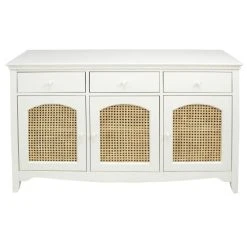 Maisons Du Monde Buffet Enfilade En Cannage 3 Portes Et 3 Tiroirs Blanc Cassé