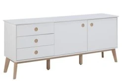 HELLIN Buffet Enfilade Nordique En Bois Blanc 3 Tiroirs 2 Portes L180 -Boutique Maisons du Monde buffet enfilade nordique en bois blanc 3 tiroirs 2 portes l180 3