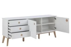 HELLIN Buffet Enfilade Nordique En Bois Blanc 3 Tiroirs 2 Portes L180 -Boutique Maisons du Monde buffet enfilade nordique en bois blanc 3 tiroirs 2 portes l180 4