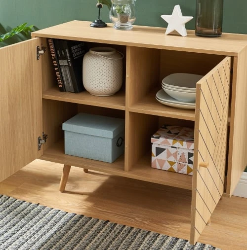 Baita Buffet Gris Et Effet Bois 2 Portes 4 Baita Buffet Gris Et Effet Bois 2 Portes – Image 4