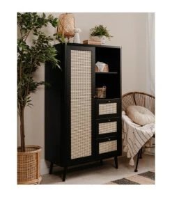 CALICOSY Buffet Haut 1 Porte, 3 Tiroirs Et 2 Compartiments - H141 Cm - Noir 9 CALICOSY Buffet Haut 1 Porte, 3 Tiroirs Et 2 Compartiments - H141 Cm - Noir -Boutique Maisons du Monde buffet haut 1 porte 3 tiroirs et 2 compartiments h141 cm noir 3