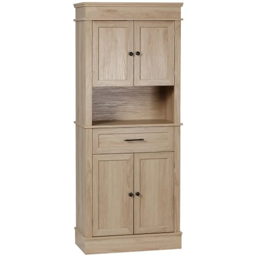 HOMCOM Buffet Haut 2 Placards 2 Portes Tiroir Niche Aspect Chêne Clair 1 HOMCOM Buffet Haut 2 Placards 2 Portes Tiroir Niche Aspect Chêne Clair