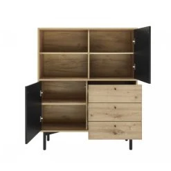 Petits Meubles Buffet Haut 2 Portes 3 Tiroirs Naturel Et Noir -Boutique Maisons du Monde buffet haut 2 portes 3 tiroirs naturel et noir 2