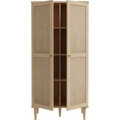HOMIFAB Buffet Haut 2 Portes En Cannage Et Effet Chêne 80 Cm 10 HOMIFAB Buffet Haut 2 Portes En Cannage Et Effet Chêne 80 Cm -Boutique Maisons du Monde buffet haut 2 portes en cannage et effet chene 80 cm 4