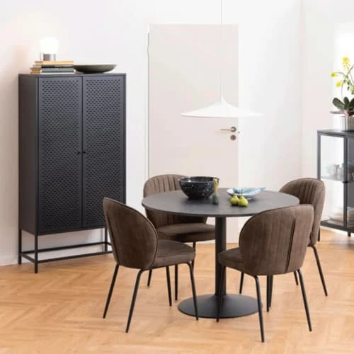 Meubles & Design Buffet Haut 2 Portes En Métal Style Contemporain Noir 2 Meubles & Design Buffet Haut 2 Portes En Métal Style Contemporain Noir – Image 2