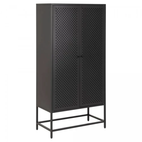 Meubles & Design Buffet Haut 2 Portes En Métal Style Contemporain Noir 3 Meubles & Design Buffet Haut 2 Portes En Métal Style Contemporain Noir – Image 3
