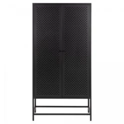 Meubles & Design Buffet Haut 2 Portes En Métal Style Contemporain Noir