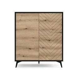Alternative view of Petits Meubles Buffet Haut 2 Portes Naturel Et Noir