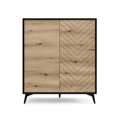 Petits Meubles Buffet Haut 2 Portes Naturel Et Noir 3 Petits Meubles Buffet Haut 2 Portes Naturel Et Noir – Image 3