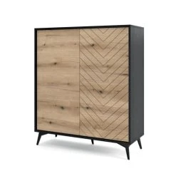 Petits Meubles Buffet Haut 2 Portes Naturel Et Noir
