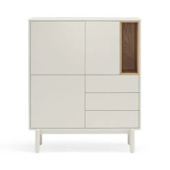 TEULAT Buffet Haut 3 Portes 3 Tiroirs En Bois L100cm Blanc -Boutique Maisons du Monde buffet haut 3 portes 3 tiroirs en bois l100cm blanc 2