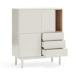TEULAT Buffet Haut 3 Portes 3 Tiroirs En Bois L100cm Blanc -Boutique Maisons du Monde buffet haut 3 portes 3 tiroirs en bois l100cm blanc 5