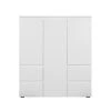 CALICOSY Buffet Haut 3 Portes, 4 Tiroirs Et 5 étagères - L116 Cm - Blanc