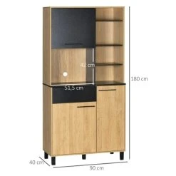 HOMCOM Buffet Haut 3 Portes Tiroir 5 Niches Bicolore Aspect Bois Clair Noir 6 HOMCOM Buffet Haut 3 Portes Tiroir 5 Niches Bicolore Aspect Bois Clair Noir -Boutique Maisons du Monde buffet haut 3 portes tiroir 5 niches bicolore aspect bois clair noir 2