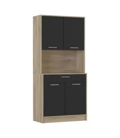 CALICOSY Buffet Haut 4 Portes 1 Tiroir Décor Bois Et Gris - L83 X H176 Cm -Boutique Maisons du Monde buffet haut 4 portes 1 tiroir decor bois et gris l83 x h176 cm 3