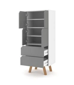 CALICOSY Buffet Haut 4 Portes 2 Tiroirs L57 Cm - Gris -Boutique Maisons du Monde buffet haut 4 portes 2 tiroirs l57 cm gris 2