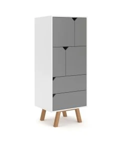 CALICOSY Buffet Haut 4 Portes 2 Tiroirs L57 Cm - Gris
