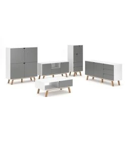 CALICOSY Buffet Haut 4 Portes 2 Tiroirs L57 Cm - Gris -Boutique Maisons du Monde buffet haut 4 portes 2 tiroirs l57 cm gris 4