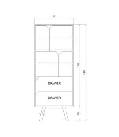 CALICOSY Buffet Haut 4 Portes 2 Tiroirs L57 Cm - Gris -Boutique Maisons du Monde buffet haut 4 portes 2 tiroirs l57 cm gris 5