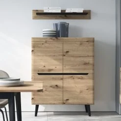Alternative view of Petits Meubles Buffet Haut 4 Portes Naturel Et Noir