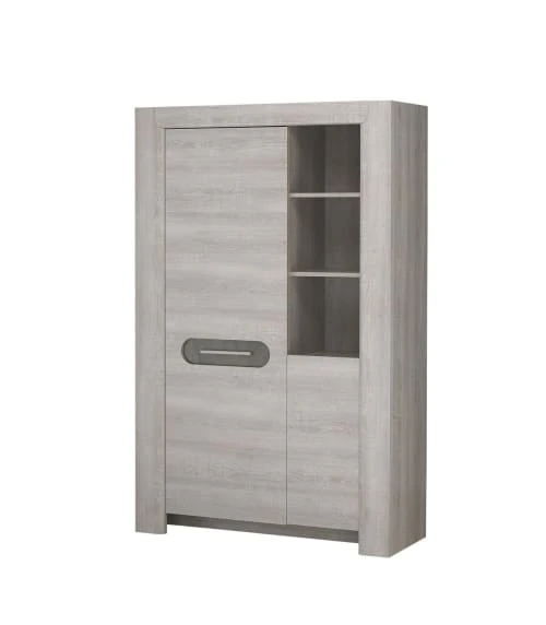 CALICOSY Buffet Haut Avec 2 Portes Et 3 Niches - Gris 5 CALICOSY Buffet Haut Avec 2 Portes Et 3 Niches - Gris – Image 5