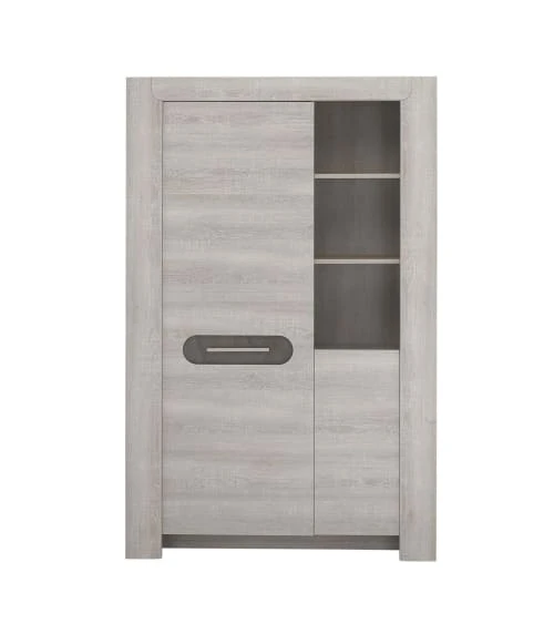 CALICOSY Buffet Haut Avec 2 Portes Et 3 Niches - Gris 1 CALICOSY Buffet Haut Avec 2 Portes Et 3 Niches - Gris